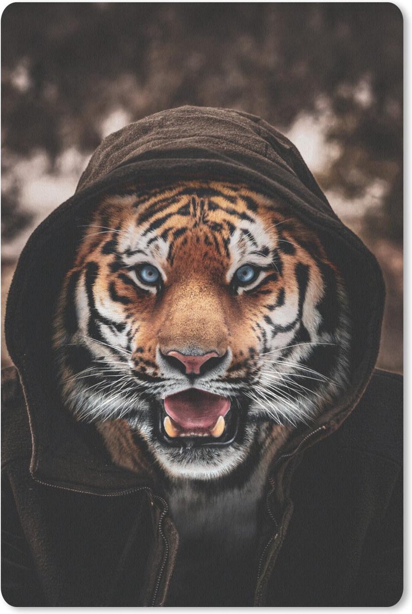 Muismat - Mousepad - Tijger - Bos - Capuchon - 40x60 cm