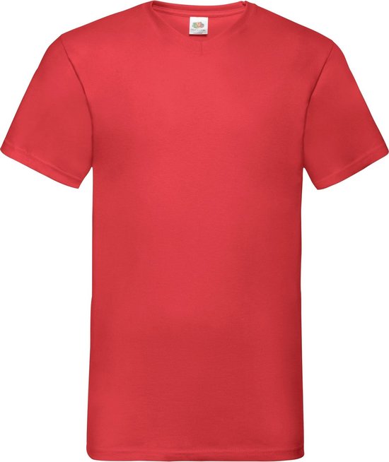 Fruit Of The Loom Heren Valuegewicht V-hals, T-shirt met korte mouwen. (Rood) Maat 3XL