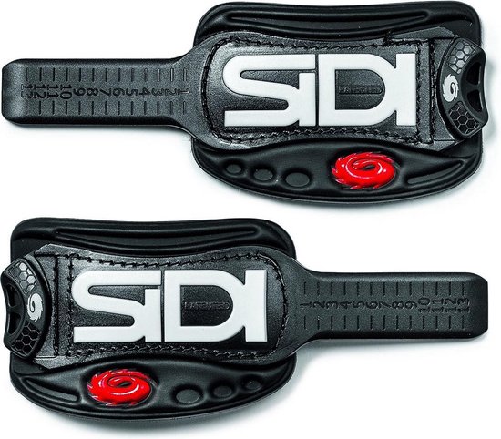 Zwarte Sidi Soft Instep 3 sluitingssystemen met witte Sidi logo's en rode details.
