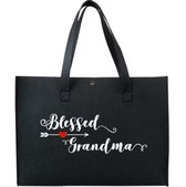 Vilten Boodschappentas #Blessed Grandma - * Moederdag - kleur zwart