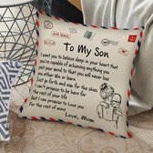 TDR - Sierkussensloop - 45x45 cm  - leuk als cadeau voor moeder naar zoon -  "To my son"