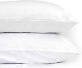 Set van 2 witte kussenslopen (kussensloop) KATOEN voor standaard hoofdkussen van 60 x 70 cm (op het bed)
