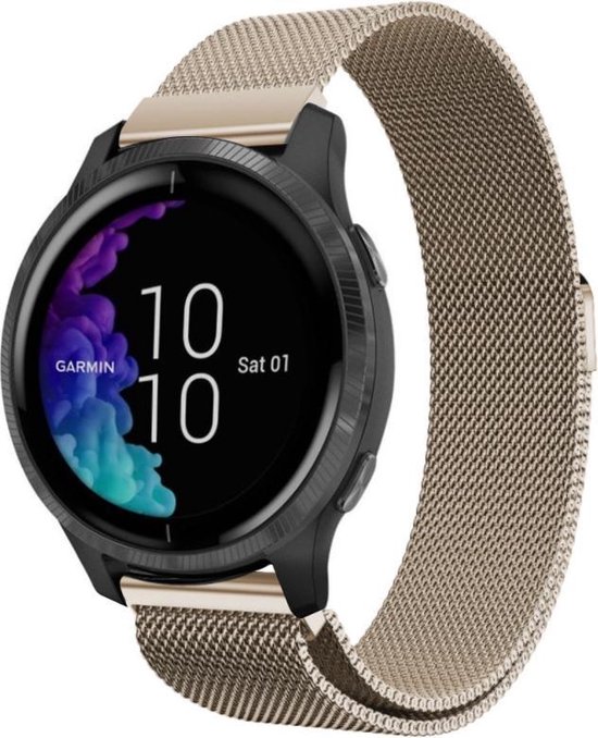 Strap-it Garmin Venu Milanese band - champagne | bol.com