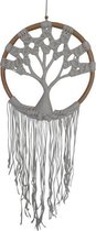 levensboom dromenvanger, dreamcatcher, slaapkamerdecoratie, muurversiering lengte 100 cm breedte 34 cm kleur beige bruin wit.