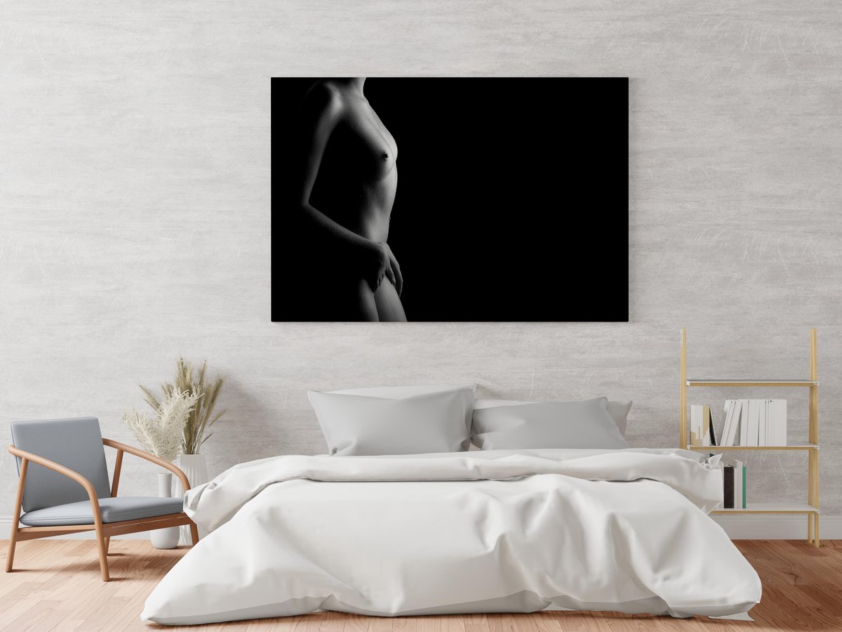 Peinture photo d'un corps de femme nue aux gouttes d'eau sur aluminium  brossé... | bol.com