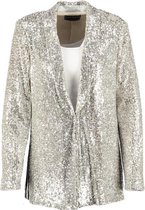 Guess zilvergrijze gevoerde paillettenblazer met zijbies  - valt kleiner - Maat XS