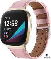 Strap-it Smartwatch bandje leer - leren bandje geschikt voor Fitbit Versa 3 / Fitbit Sense - roze