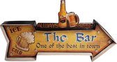 Retro Metalen Muurdecoratie - The Bar (design) met 7 Lichtpunten - Vintage - 47 cm x 25 cm