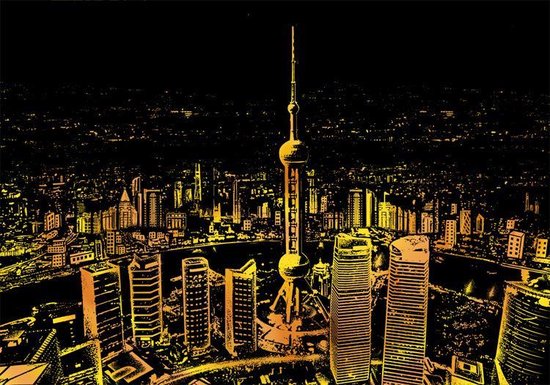 Scratch Art Shanghai - 410 x 287 mm - Kras tekeningen - Scratch ...