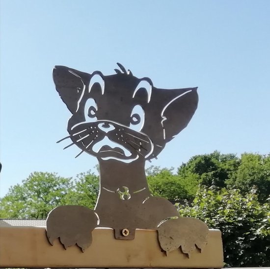 chat de clôture en acier corten, décoration de jardin, décoration