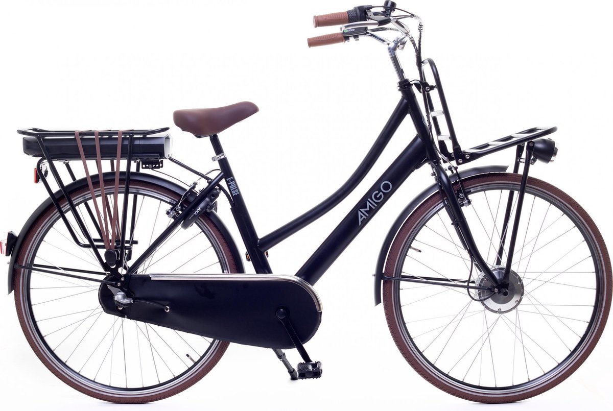Amigo E-Pulse - Elektrische transportfiets voor dames - Met 3 versnellingen - Matzwart