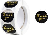 Sluitsticker - Sluitzegel Thank you | Zwart – Goud | Bedankje - Envelop | Chique | Moederdag | Sierlijk | Envelop stickers | Cadeau - Gift - Cadeauzakje - Traktatie | Bestelling leuk verzenden | Chique inpakken | DH Collection