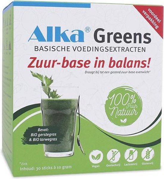 Alka® Greens - 30 sticks - Basische Voedingsextracten - Vegan, gluten- en lactosevrij - Met basisch tarwe- en gerstegras - Groene smoothie