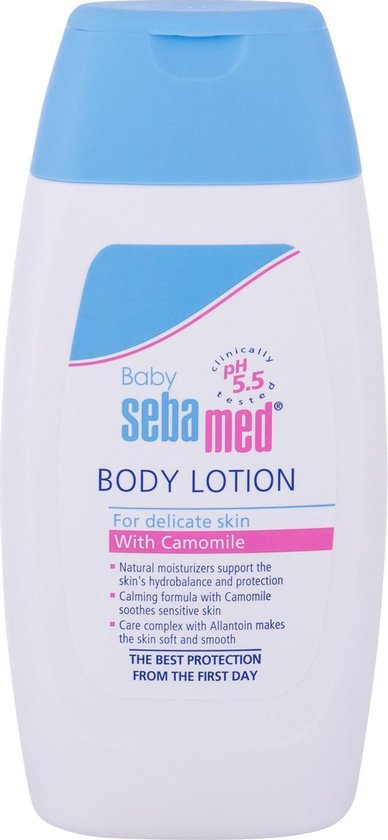 Fles Sebamed Baby Lotion met blauwe dop. Met kamille. Voor de gevoelige huid.