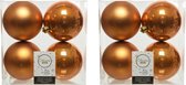 8x stuks kunststof kerstballen cognac bruin (amber) 10 cm - Mat/glans - Onbreekbare plastic kerstballen