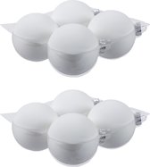 8x stuks kerstversiering kerstballen wit (satin) van glas - 10 cm - mat/glans - Kerstboomversiering