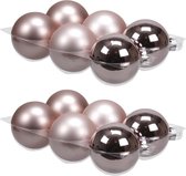 12x stuks kerstversiering kerstballen oudroze (smokey rose) van glas - 8 cm - mat/glans - Kerstboomversiering