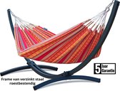 COLOMBIAANSE Hangmat met standaard – 2 persoons – VERZINKT METALEN frame tot 220 kg - WEERBESTENDIG - Grande Premium Pereira