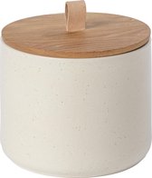 Pot de rangement en céramique Costa Nova avec couvercle en bois de chêne et bracelet en cuir 15cm