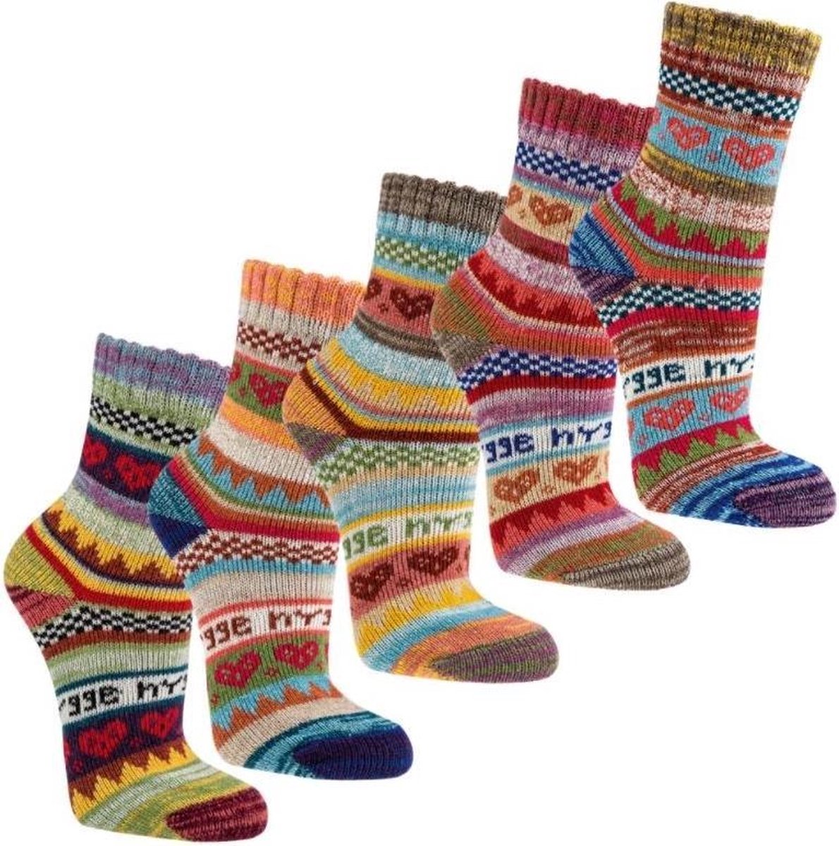 Dames sokken "Hygge"- Scandinavisch kleurrijk design- Dikke, verwarmende  kwaliteit-... | bol.com