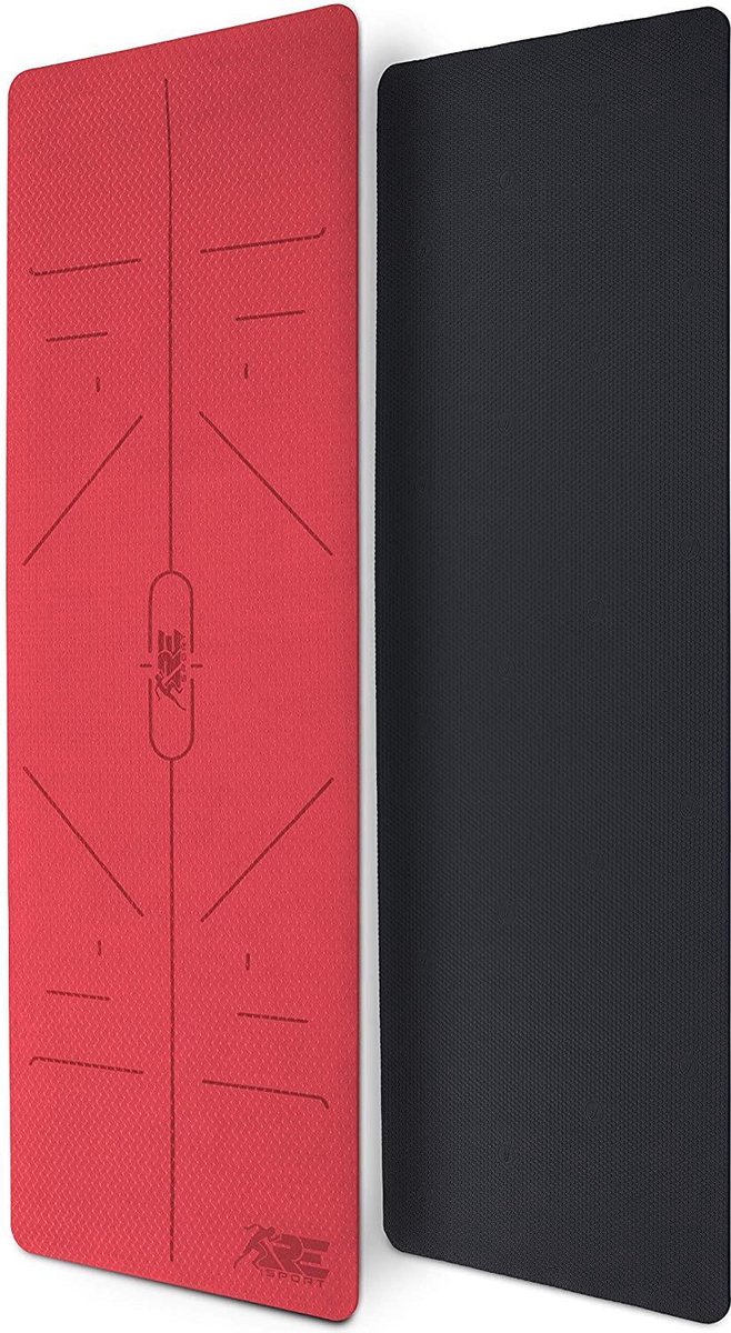 Sens Design yogamat sportmat fitnessmat met motief - rood/zwart