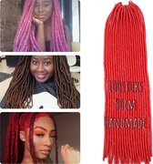 Faux Locs Braids Hair Braiding Crochet Hair Dreads klitvrij handmade rood