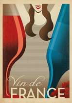 Vintage Landen Poster - Frankrijk - Wandposter 60 x 40 cm