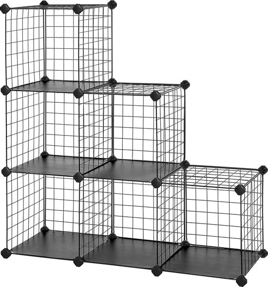 inhaakplank van draadgaas kan individueel worden opgesteld Cube dressoir plankkast 63 x 31 x 93 cm zwart LPI111H
