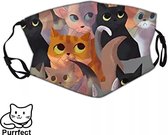 Mondmasker Katten - Poezen - Wasbaar - Katoen - Poes - Kat - Verstelbaar - Fashion - Lief - Cute - Artistiek - Cats - Kitten - Mouthmask - Niet Medisch