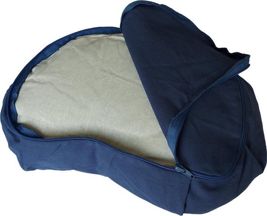 Samarali Denim Blauw Halve Maan Zitkussen - Optimaal Comfort, GOTS Eco Katoen, Boekweitvulling, 34x20x17 cm van Samarali — afbeelding 3
