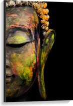 Canvas  - Geverfd Boeddha Hoofd - 60x90cm Foto op Canvas Schilderij (Wanddecoratie op Canvas)