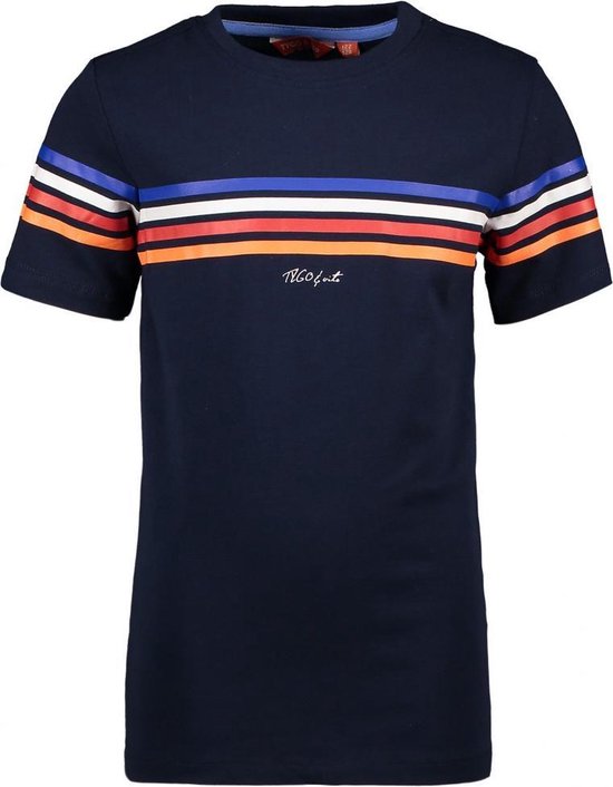 Tygo&Vito Jongens t-shirts & polos Tygo&Vito T&v T-shirt printed stripes navy 92