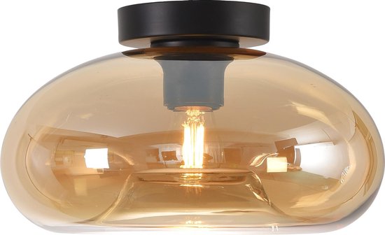 Plafondlamp Paradise Amber - Ø28cm - E27 - IP20 - Dimbaar > plafoniere amber glas | plafondlamp amber glas | plafondlamp eetkamer amber glas | plafondlamp keuken amber glas | led lamp amber glas | sfeer lamp amber glas