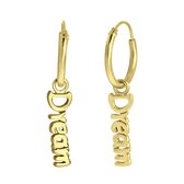 Zilveren goldplated oorringen met hanger dream