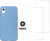 BMAX Telefoonhoesje geschikt voor iPhone 11 Pro - Siliconen hardcase hoesje lichtblauw - Met 2 screenprotectors
