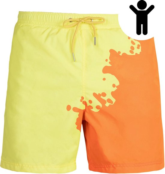 SEA'SONS - Zwembroek Jongens - Kleurveranderend - Sneldrogend - Oranje - Maat 128/134 (SEASONS - Kleur veranderend)