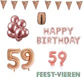 59 jaar Verjaardag Versiering Pakket Rosé Goud