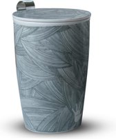Quinten-Art® Porseleinen Mok voor Koffie & Thee – Design Mug 'Perspective' met Zeef 350 ml Grijs/Wit