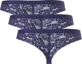 Ten Cate Dames Secrets Lace 3-Pack String Donkerblauw S