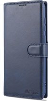 AZNS Samsung Galaxy A72 Hoesje Book Case Kunst Leer Blauw