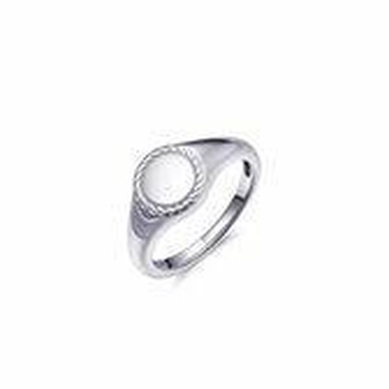 Jewels Inc. - Ring - Ronde Zegelring met Gedraaide Afwerking - 10mm - Gerhodineerd Zilver 925