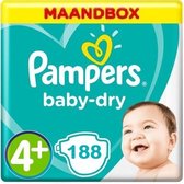 Pampers Baby Dry Maat 4+ - 188 Luiers Maandbox XL