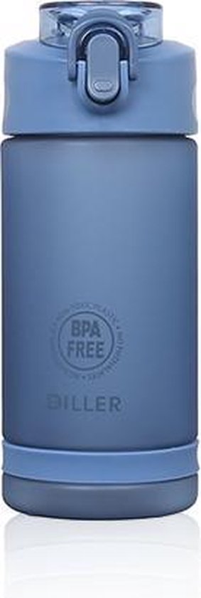 Diller Waterfles met Rietje - Drinkfles - Handig Sluitsysteem - 550ml - Blauw - Tritan & BPA-vrij