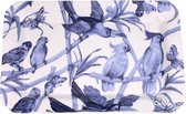 Schaal plat Vlinders/papegaaien blauw/wit RH 33,5x3x22cm