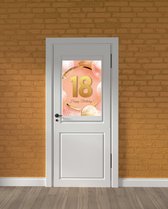 Versiering - deursticker - deurposter - 18 jaar - mega grote sticker - 59x84 cm - roze goud