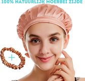 Zijden - Slaapmuts - Bonnet - 100% silk bonnet - Medium - Zacht & stralend haar - Zijden Haarmuts - Haardoek met opbergzakje