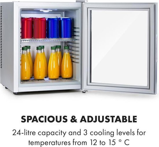 Klarstein Mini-Koelkast Brooklyn 23 Glazen Deur LED 23L - Minikoelkast Drankkoeler Hotelkoelkast - voor Hotelkamer voor Slaapkamer voor Studentenkamer - Compact - Mini Fridge - Kleine Koelkast - Compact Koelkast van Klarstein — afbeelding 4