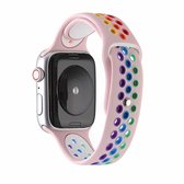 Voor Apple Watch Series 5 & 4 40mm / 3 & 2 & 1 38mm Rainbow Sport horlogeband (roze)