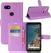 Voor Google Pixel 2 XL Litchi Texture horizontale flip lederen tas met houder & kaartsleuven & portemonnee (paars)
