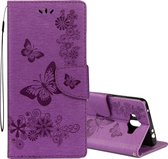 Voor Huawei Mate 10 Vintage reliÃ«f bloemen vlinderpatroon horizontale flip lederen tas met kaartsleuf en houder & portemonnee en lanyard (paars)